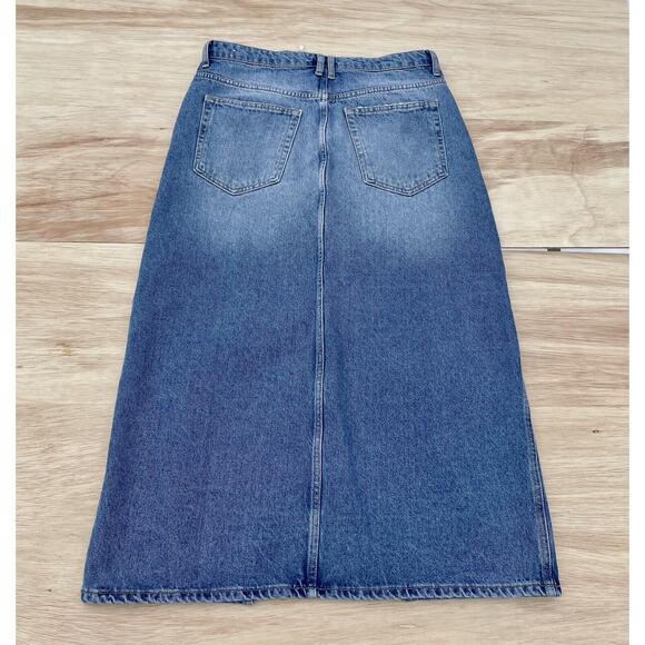 MNG Mango Jean‎ Skirt Women's Slit Distressed Women's Blue Size: Large (L) - Picture 6 of 6